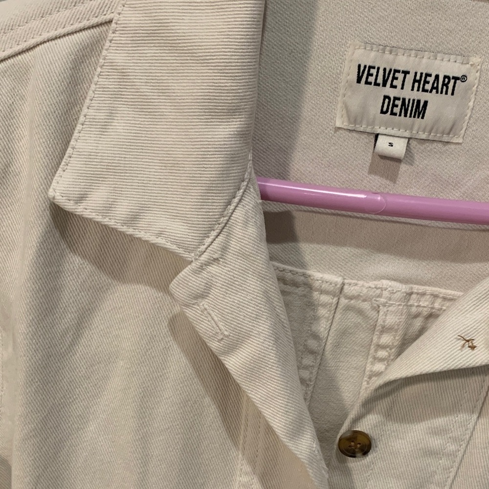 NWOT Oversized Velvet Heart Women's Off-White Denim Utility Jacket Small - Picture 6 of 13